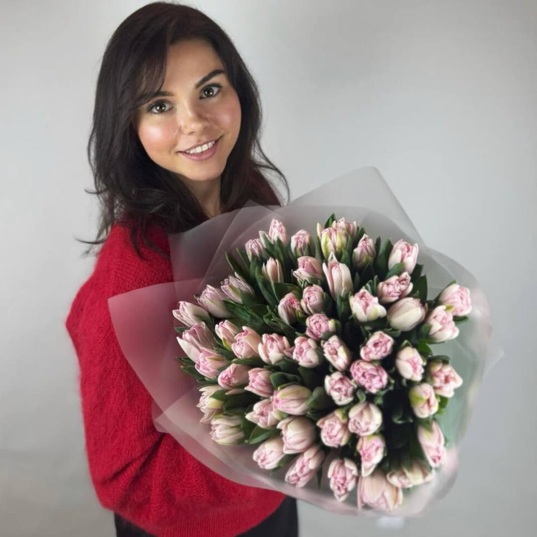 Пионовидные тюльпаны 51шт / Розовые тюльпаны