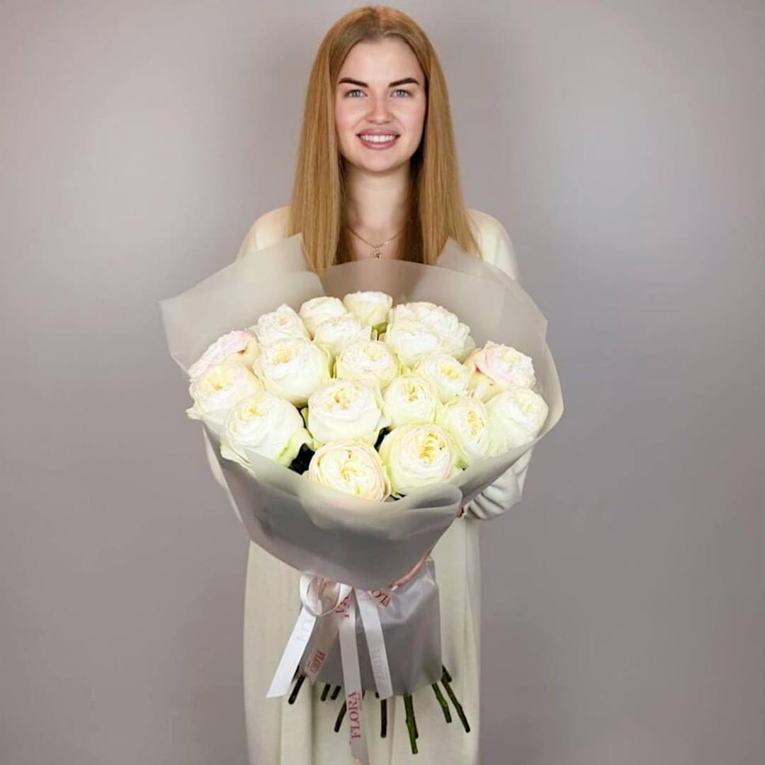 Пионовидные розы 19 шт / Крупный бутон / Премиум Букет роз / Красивый букет из роз