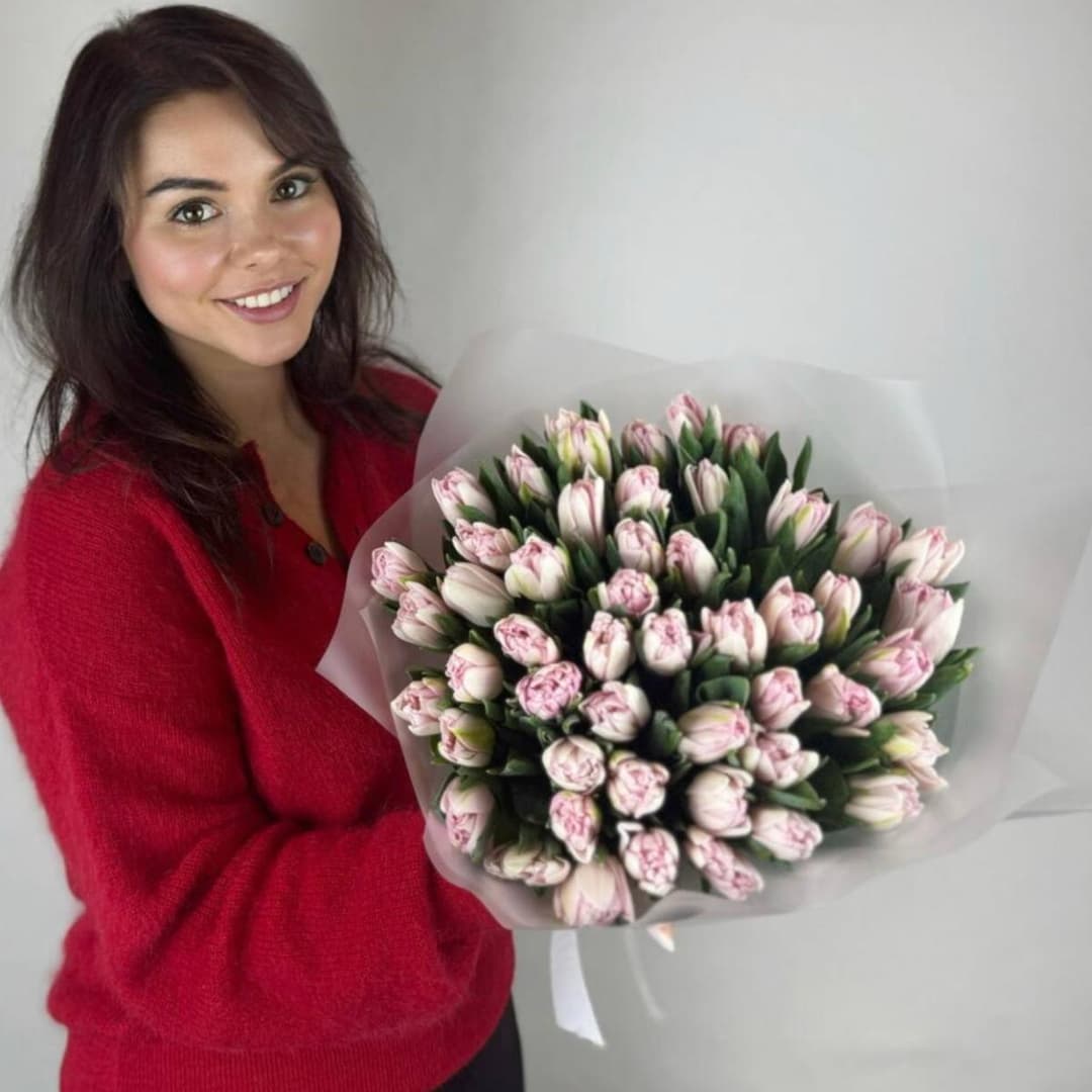 Пионовидные тюльпаны 51шт / Розовые тюльпаны