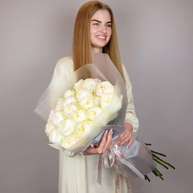 Пионовидные розы 19 шт / Крупный бутон / Премиум Букет роз / Красивый букет из роз
